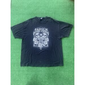 Y2K Famous Stars & Straps Shirt Large Black Skull Roses Graphic Tee Mens X-Large